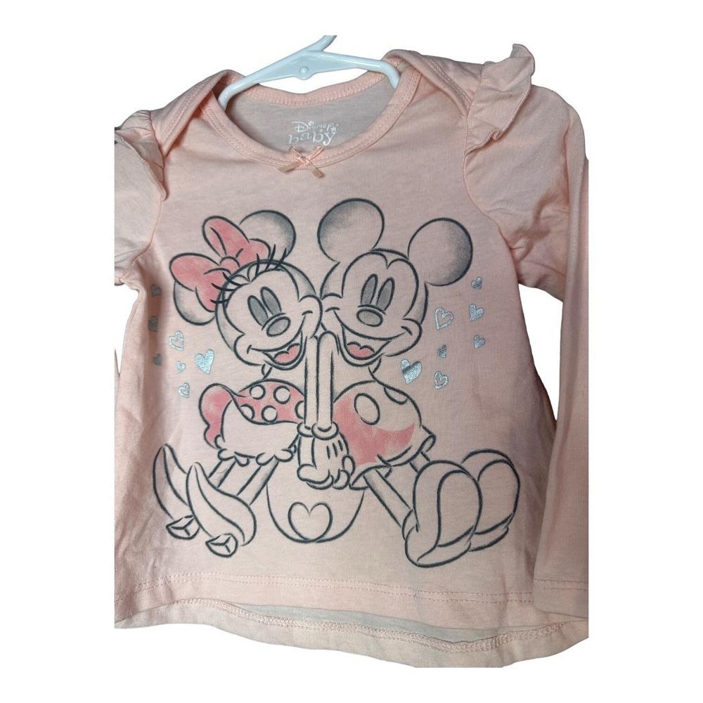 Disney Baby Mickey Minnie Pink Ruffle Shirt 24M Long Sleeve Unisex NWT - Picture 2 of 7